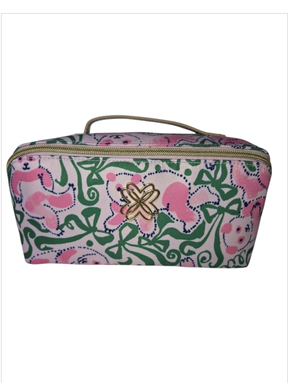 Lilly Pulitzer Josee Cosmetic Pouch Pink Quartz Panda And Bows NWT